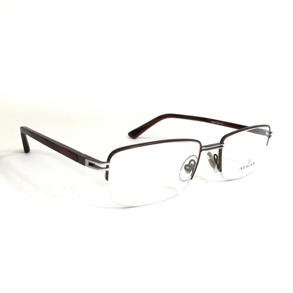 Augar Eyeglasses Frames 195 COL 106 Grey Red 22KT GP Gold Plated 56-18-135
